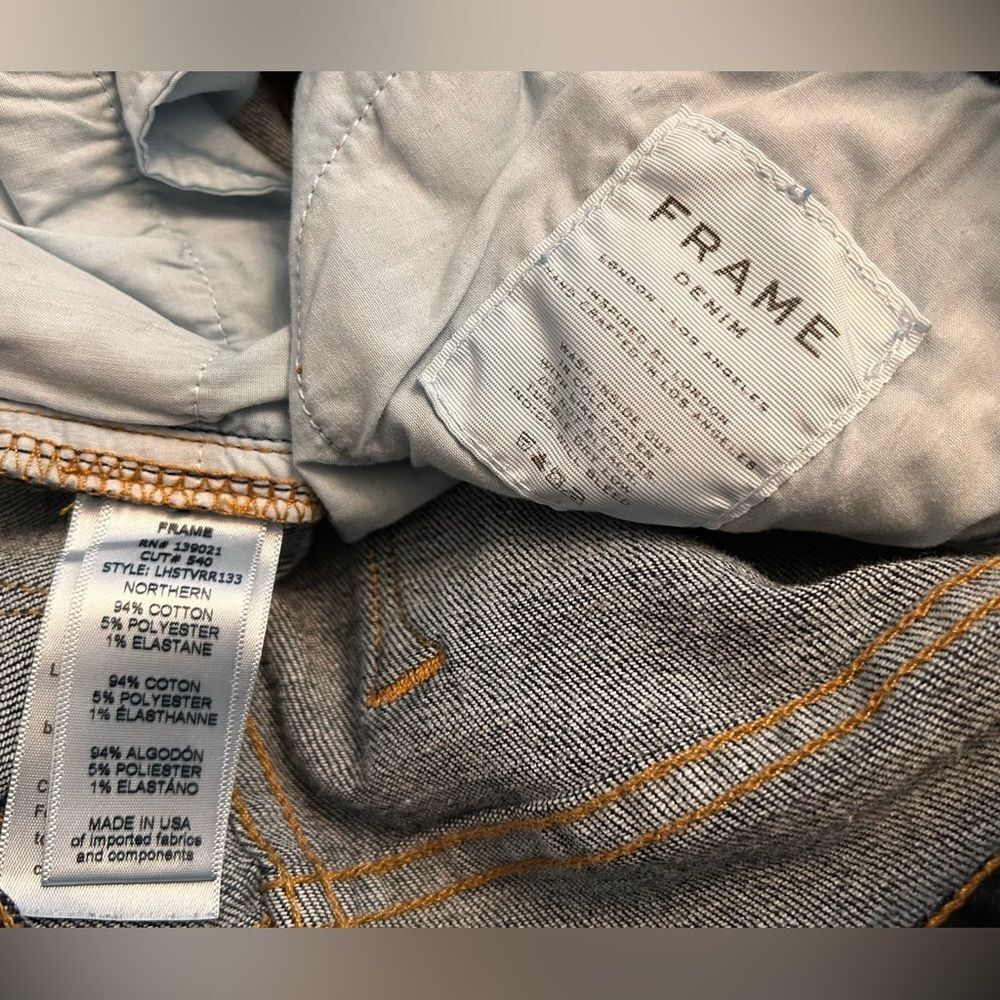 FRAME Denim 9 Le High Straight Reverse Step Hem Jeans 26 Raw Edge Ankle Crop - Picture 7 of 14